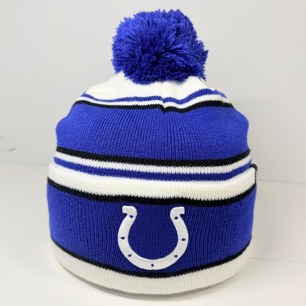 Indianapolis Colts Beanie Youth 47 Brand Blue White Striped NFL Pom Winter Hat